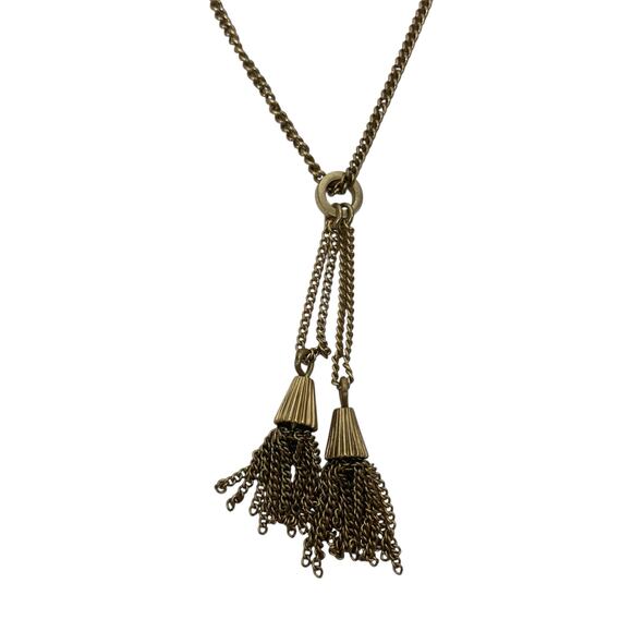 J. Crew Gold Tone Fringe Tassel Chain Long Necklace Women Jewelry - Picture 4 of 7